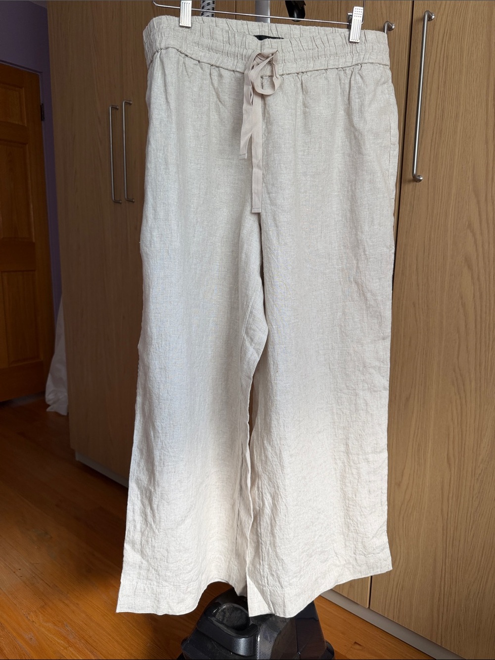 J. Crew Cream Wide-Leg Linen Drawstring Pants